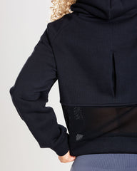 True Mesh Cropped Hoodie | Black