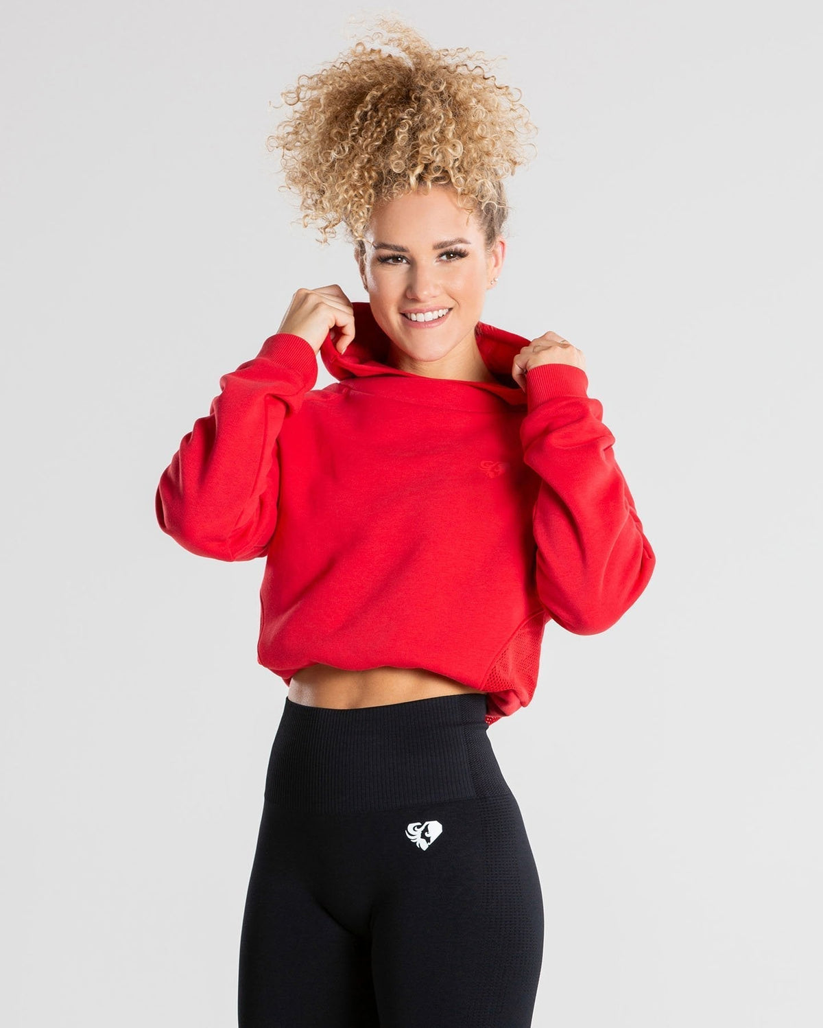 True Mesh Cropped Hoodie | Red