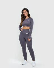 Power Seamless Long Sleeve Crop Top | Charcoal